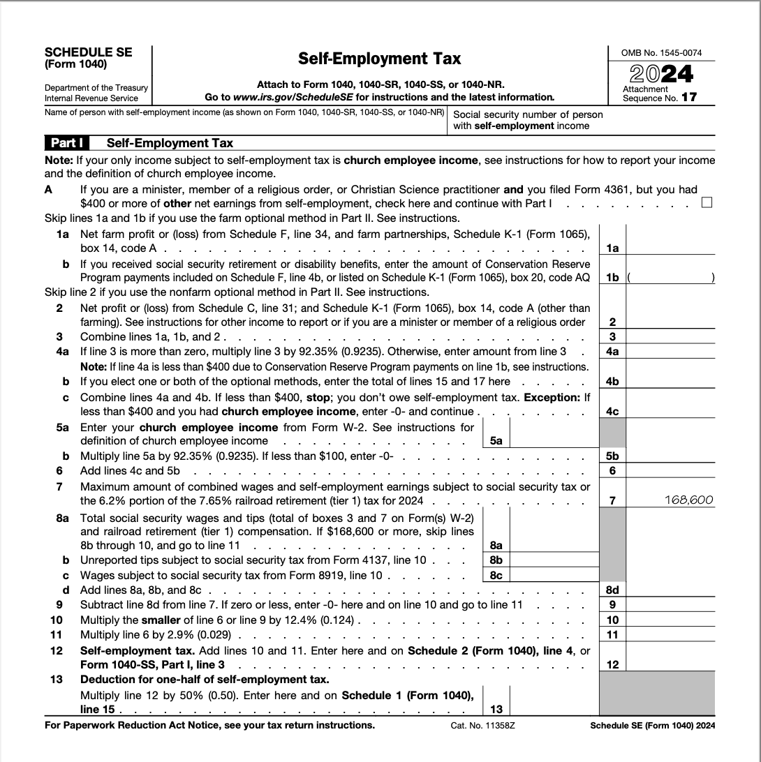 IRS Schedule SE for 2024